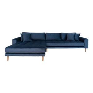 Hioshop Lido bank met chaise longue links velours donker blauw.