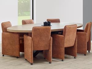 Mobistoxx Ovale eettafel ALCANTARA 225 cm oranje teck