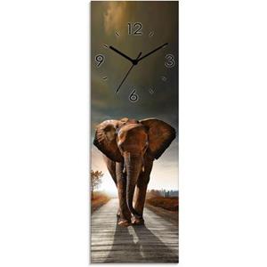 Artland Wandklok Een olifant loopt op de weg geluidloos, zonder tikkende geluiden, niet tikkend, geruisloos - naar keuze: radiografische klok of kwartsklok, moderne klok voor woonkamer, keuken etc. - 