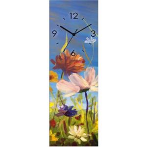 Artland Wandklok Glazen klok weide met wilde bloemen