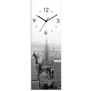 Artland Wandklok Skyline Manhattan geluidloos, zonder tikkende geluiden, niet tikkend, geruisloos - naar keuze: radiografische klok of kwartsklok, moderne klok voor woonkamer, keuken etc. - stijl: mod