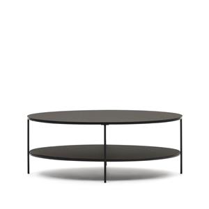 Kave Home Ovale Salontafel Fideia Glas en Metaal, 110 x 65cm - Zwart