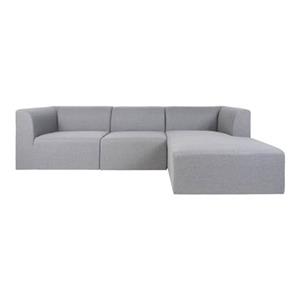 Hioshop Alba chaise longue bank rechtsdraaiend 3-zits grijs.