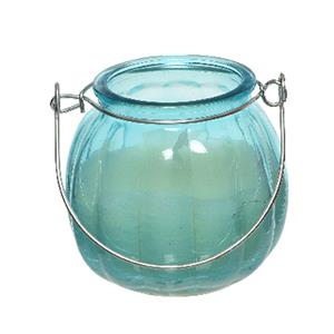 Decoris Citronella kaars - glas - blauw - anti muggen - 15 branduren - D8 x H8 cm -