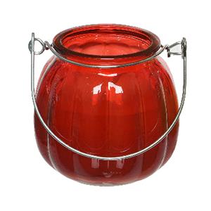 Decoris Citronella kaars - glas - rood - anti muggen - 15 branduren - D8 x H8 cm -