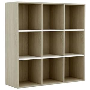 VIDAXL Bücherregal Weiß Und Sonoma-eiche 98 X 30 X 98 Cm Spanplatte