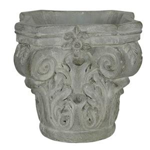 Clayre & Eef Bloempot 17x17x16 cm Grijs Groen Steen Vierkant Bloempot