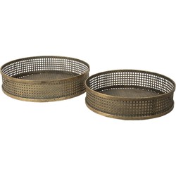 Clayre & Eef Decoratief Dienblad Set van 2 Koperkleurig Ijzer Rond