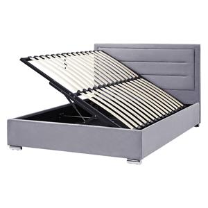 Beliani ROUEN Bed met opberger Grijs 160x200