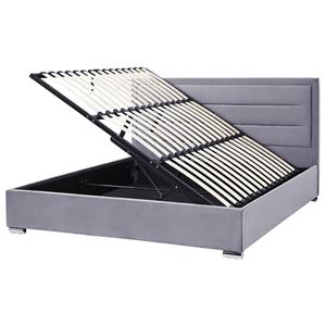 Beliani ROUEN Bed met opberger Grijs 180x200