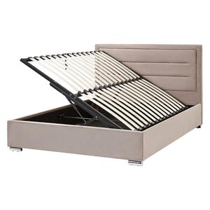 Beliani ROUEN Bed met opberger Beige 160x200
