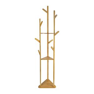 QUVIO Staande kapstok - Met 3 Legplanken - 9 haken - Hout