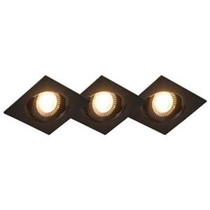 QAZQA Set van 3 inbouwspots zwart incl. LED 3-staps dimbaar - Miu