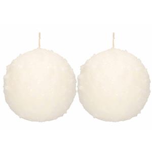 Enlightening Candles 2x Witte Sneeuwbal Bolkaarsen 8 Cm 36 Branduren - Bolkaarsen