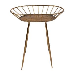 Clayre & Eef Bijzettafel 48x31x53 Cm Goudkleurig Metaal Ovaal Side Table Tafeltje Plantentafeltje Goudkleurig Side