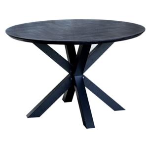 I-Catchers Eettafel rond eiken fineer zwart | 120 x 120 x 81 cm | Visgraat | Kruispoot