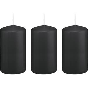 Trend Candles 3x Kaarsen zwart 6 x 12 cm branduren sfeerkaarsen -