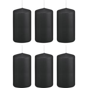Trend Candles 6x Kaarsen zwart 6 x 12 cm branduren sfeerkaarsen -