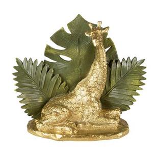 Clayre & Eef Beeld Giraf 19 cm Goudkleurig Groen Kunststof