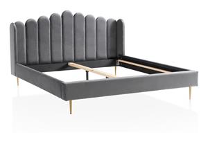 Muschelbett Grau 180 x 200 cm aus Samt mit Metallbeinen in Chrom Goldfarben
