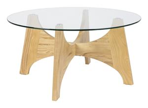 Zuiver Ronde Salontafel Kobe Essenhout en glas, 80cm - Naturel