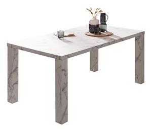 Esstisch 180x90 cm aus MDF mit Melaminfolie Ã¼berzogen in weiÃer Marmoroptik
