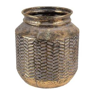 Clayre & Eef Bloempot Ã 25x26 cm Goudkleurig Metaal Bloempot binnen