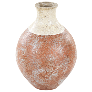 BELIANI Decoratieve vaas wit/bruin terracotta 37 cm BURSA