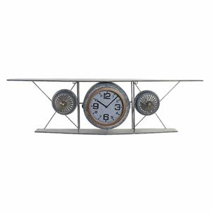 Wanduhr Dkd Home Decor Kristall Eisen Flugzeug Holz Mdf Dunkelgrau (120 X 21 X