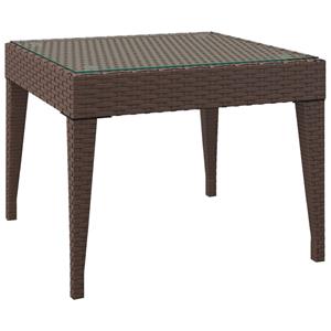 VidaXL Bijzettafel 50x50x38 Cm Poly Rattan En Gehard Glas Bruin