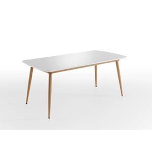 Hioshop Bozen Eetkamertafel 90x180 Cm Wit,honing.