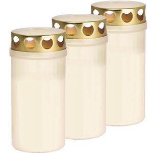 Trend Candles 3x Witte Grafkaarsen/gedenklichten Met Deksel 6 X 12 Cm 2 Dagen tompkaarsen