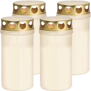 Trend Candles 4x Witte Grafkaarsen/gedenklichten Met Deksel 6 X 12 Cm 2 Dagen tompkaarsen