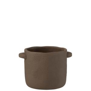 J-Line Pot Gustave Cement Donker Bruin Large