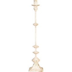 Clayre & Eef Kandelaar 12x12x60 cm Wit Ijzer Vierkant Kaarsenstandaard Kaarsenhouder