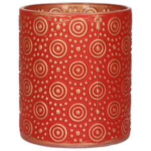 Countryfield Luxe Theelichthouder/kaarsenhouder - Rood/goud - Glas - D8 X H10 Cm - Waxinelichtjeshouders
