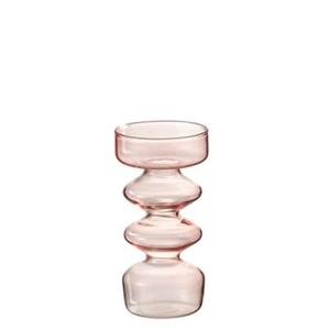 J-Line Vaas Luna Glas Roze Small - 14 cm hoog