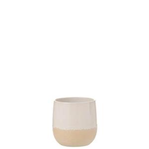 J-Line Bloempot Maru Keramiek Beige Wit Small