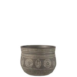 J-Line Bloempot Fresco Cement Grijs Large