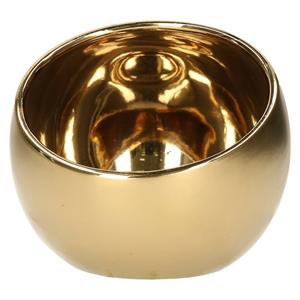 Countryfield Luxe theelichthouder/kaarsenhouder - goud - keramiek - D15 x H13.5 cm - Waxinelichtjeshouders