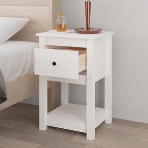 vidaxl Nachtkastje 40x35x61,5 cm massief grenenhout wit