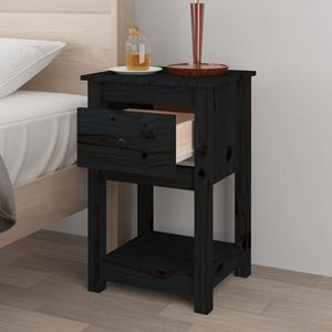 Vidaxl Nachttisch Schwarz 40x35x61,5 Cm Massivholz Kiefer