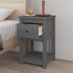 vidaXL Nachtkastje 40x35x61,5 cm massief grenenhout grijs