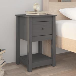 Vidaxl Nachttische 2 Stk. Grau 40x35x61,5 Cm Massivholz Kiefer