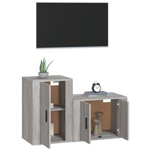 vidaXL 2-delige Tv-meubelset bewerkt hout grijs sonoma eikenkleurig