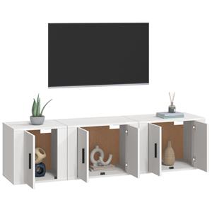 vidaXL 3-delige Tv-meubelset bewerkt hout wit