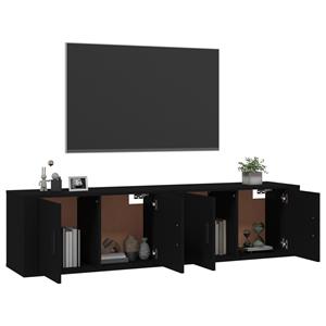 Vidaxl Tv-wandschränke 2 Stk. Schwarz 80x34,5x40 Cm