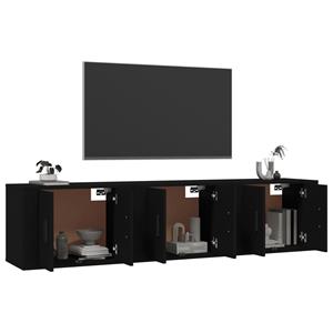 Vidaxl Tv-wandschränke 3 Stk. Schwarz 57x34,5x40 Cm