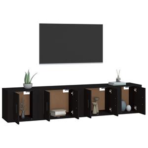 Vidaxl 4-tlg. Tv-schrank-set Schwarz Holzwerkstoff