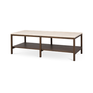 Rowico Home Orwel salontafel met travertijn tafelblad donker eiken - 140 cm